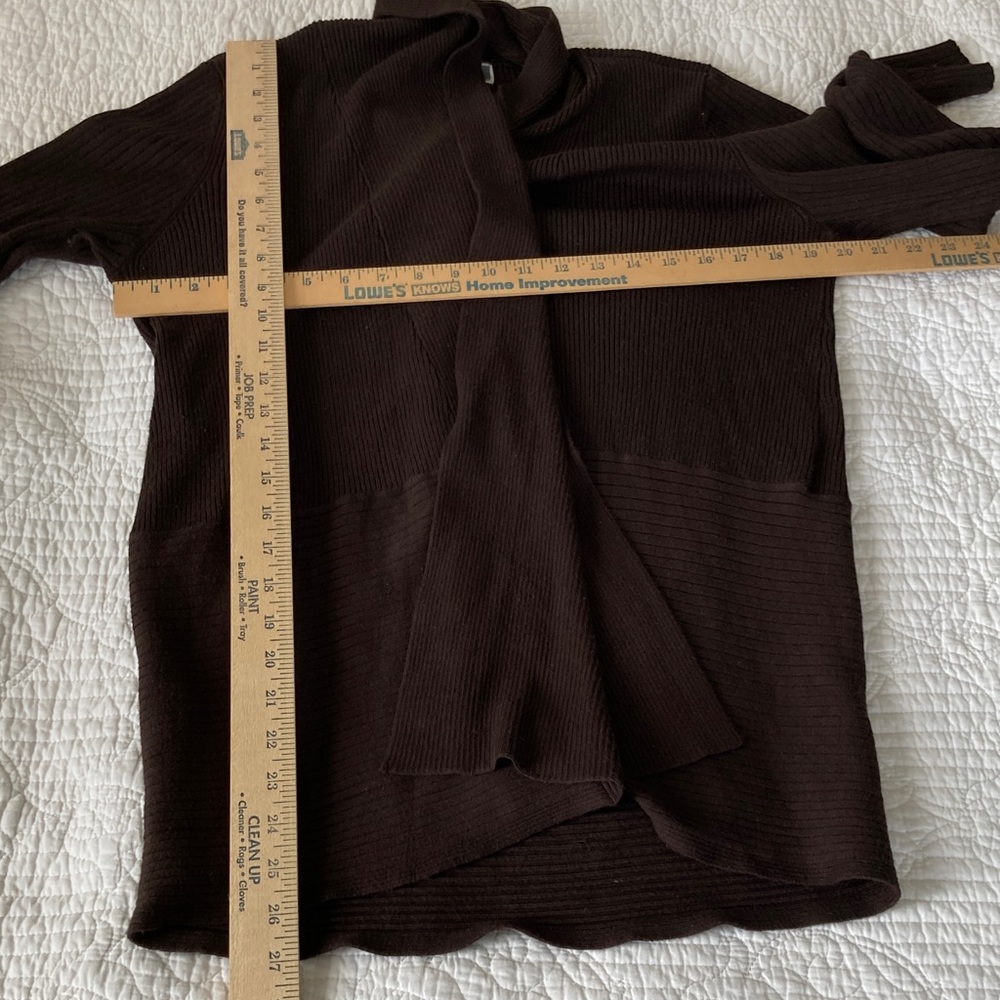 JM Collection Dark Chocolate Open-Front Ribbed Cardigan - Picture 5 of 11